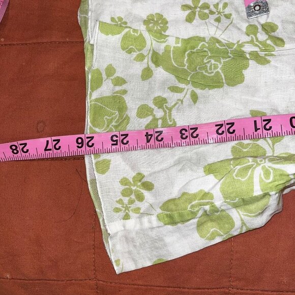 Y2K Lucky Brand Womens XS Green Floral V-Neck Cotton Blouse - Picture 5 of 5